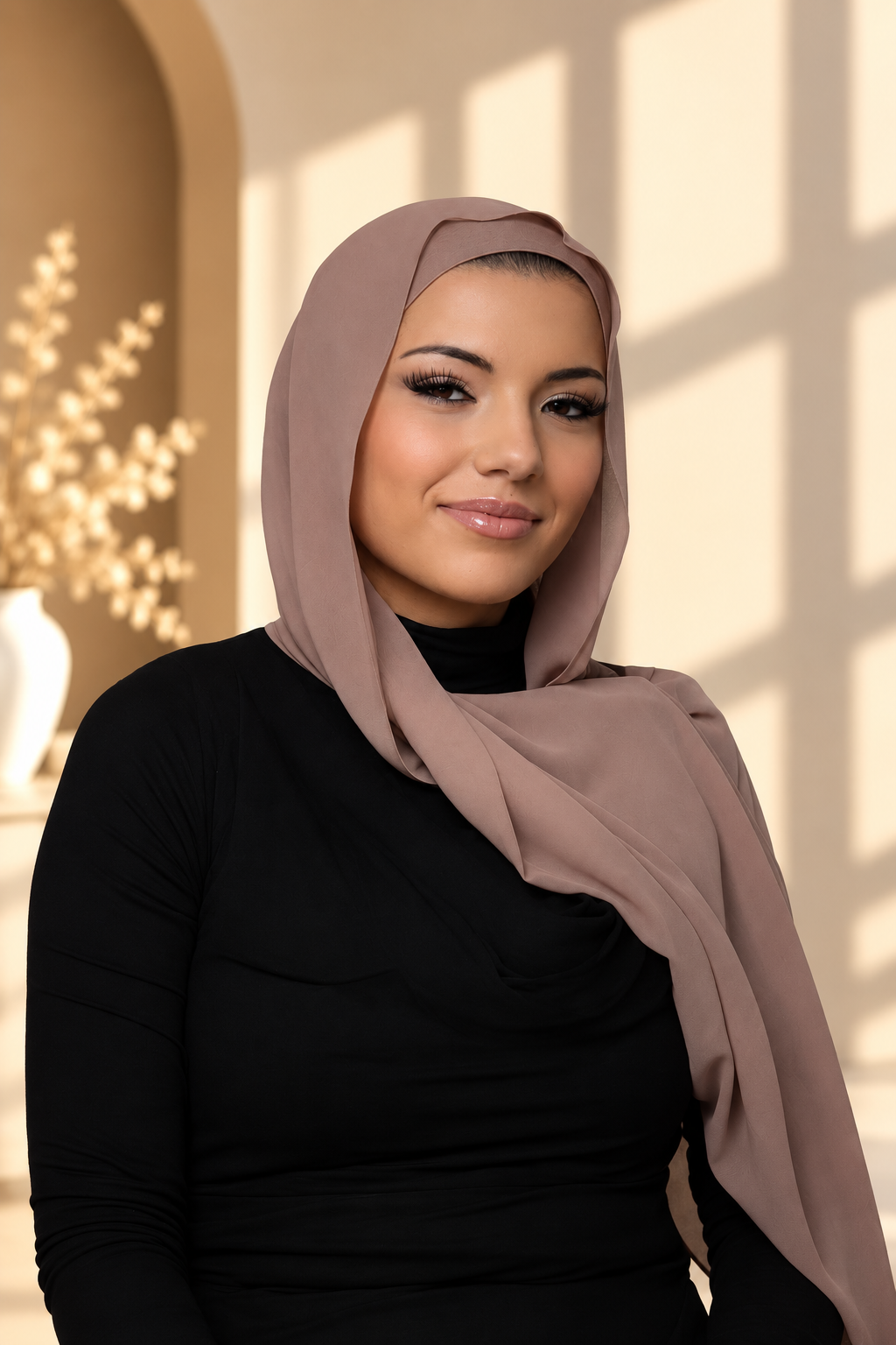 Warm Taupe Chiffon Hijab Set