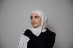 White Premium Bamboo Jersey Hijab Set