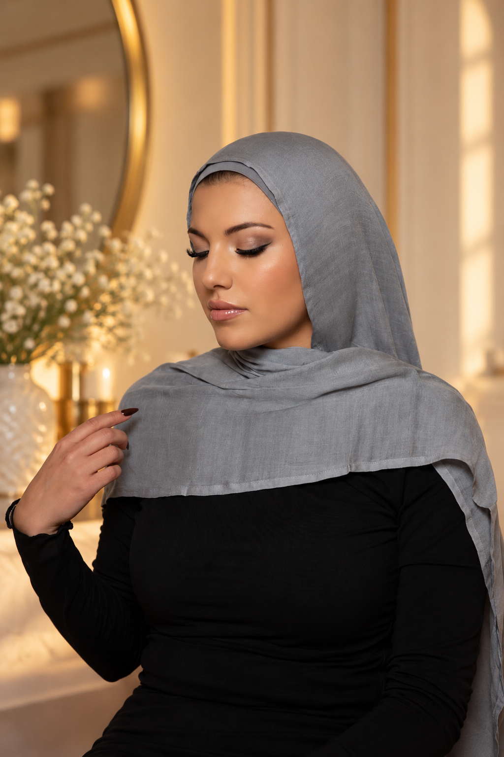 Soft Gray Modal Hijab Set