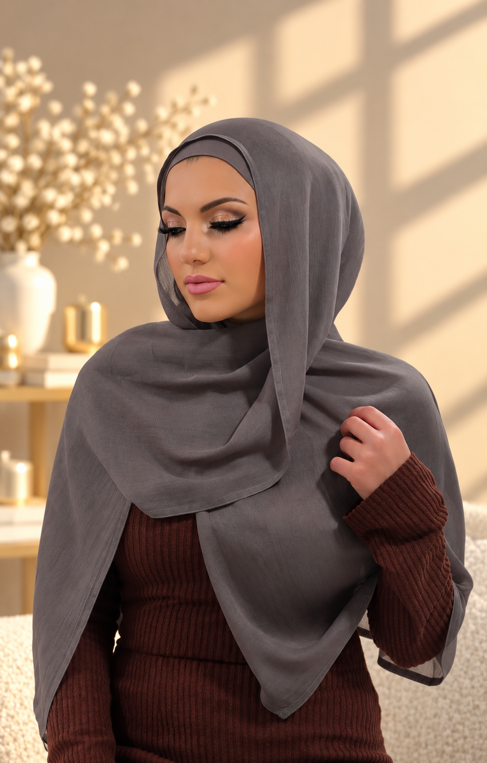 Cool Gray Modal Hijab Set