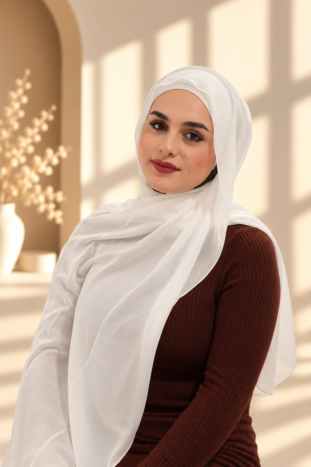 White Chiffon Hijab Set