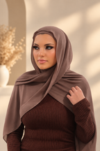 Dusty Brown Chiffon Hijab Set