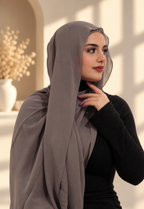 Gray Chiffon Hijab Set