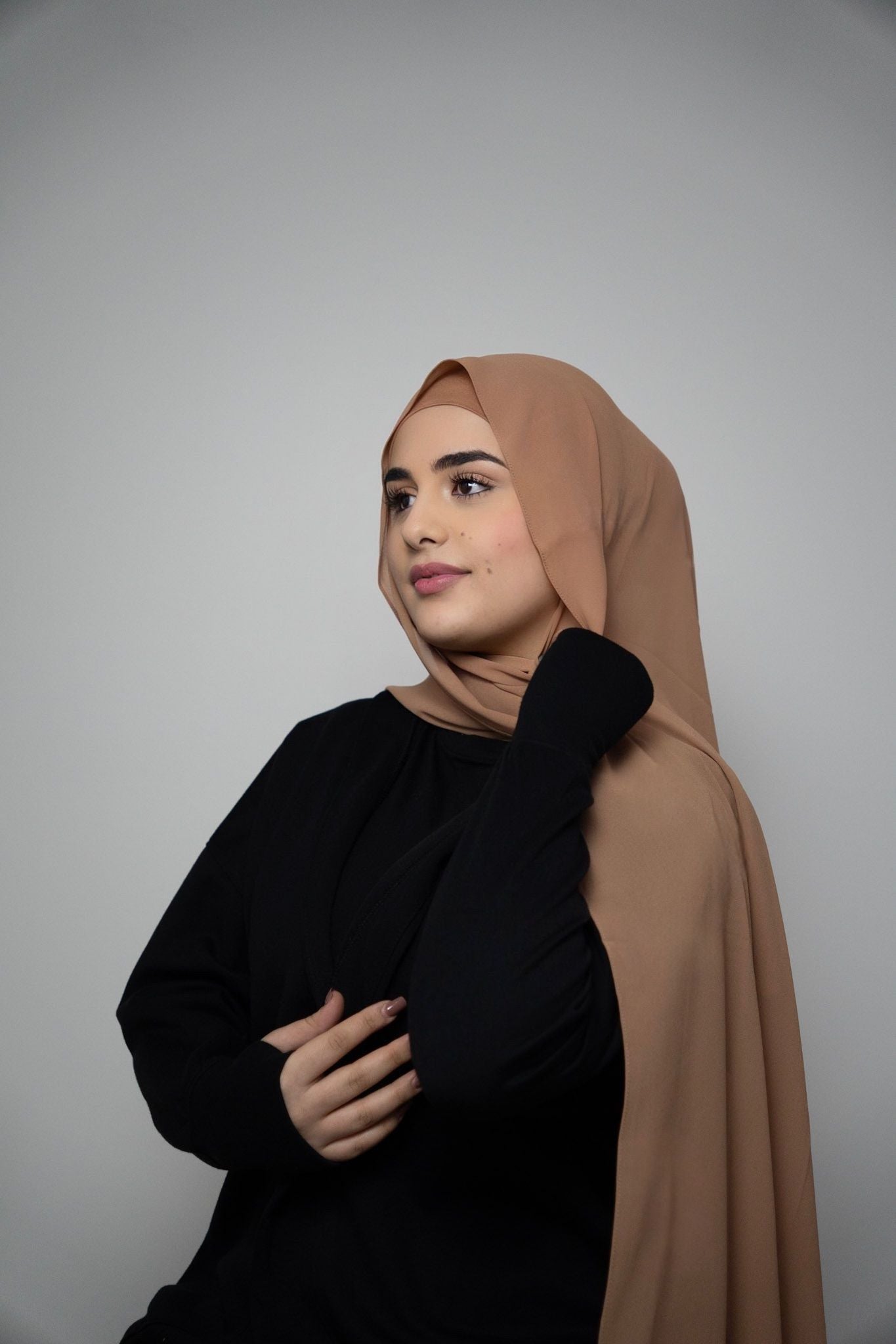 Caramel Beige Chiffon Hijab Set