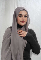 Gray Chiffon Hijab Set