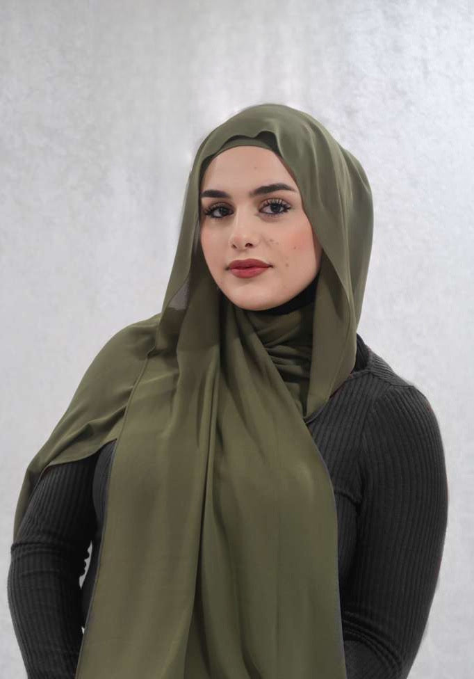 Olive Chiffon Hijab Set