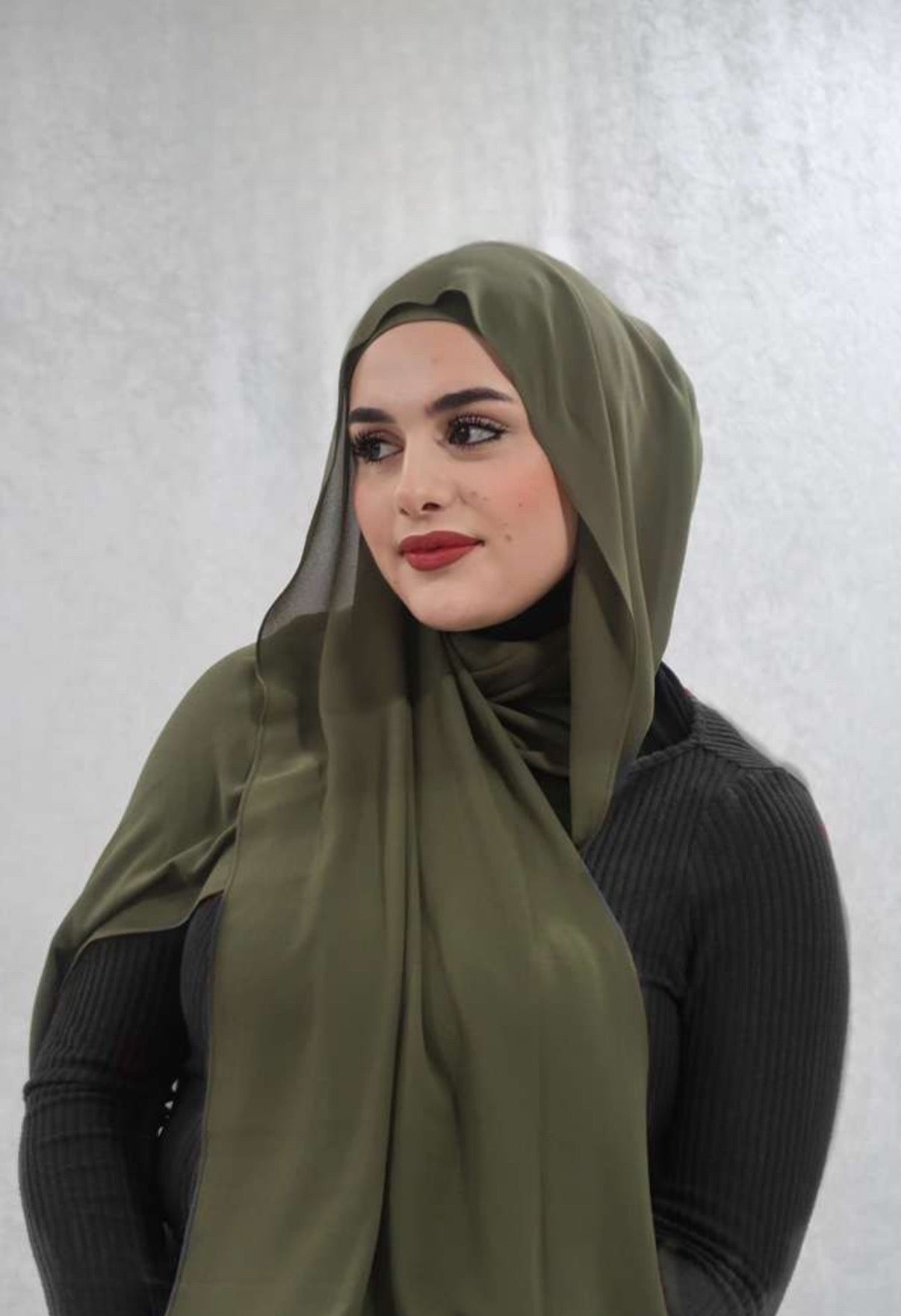 Olive Chiffon Hijab Set