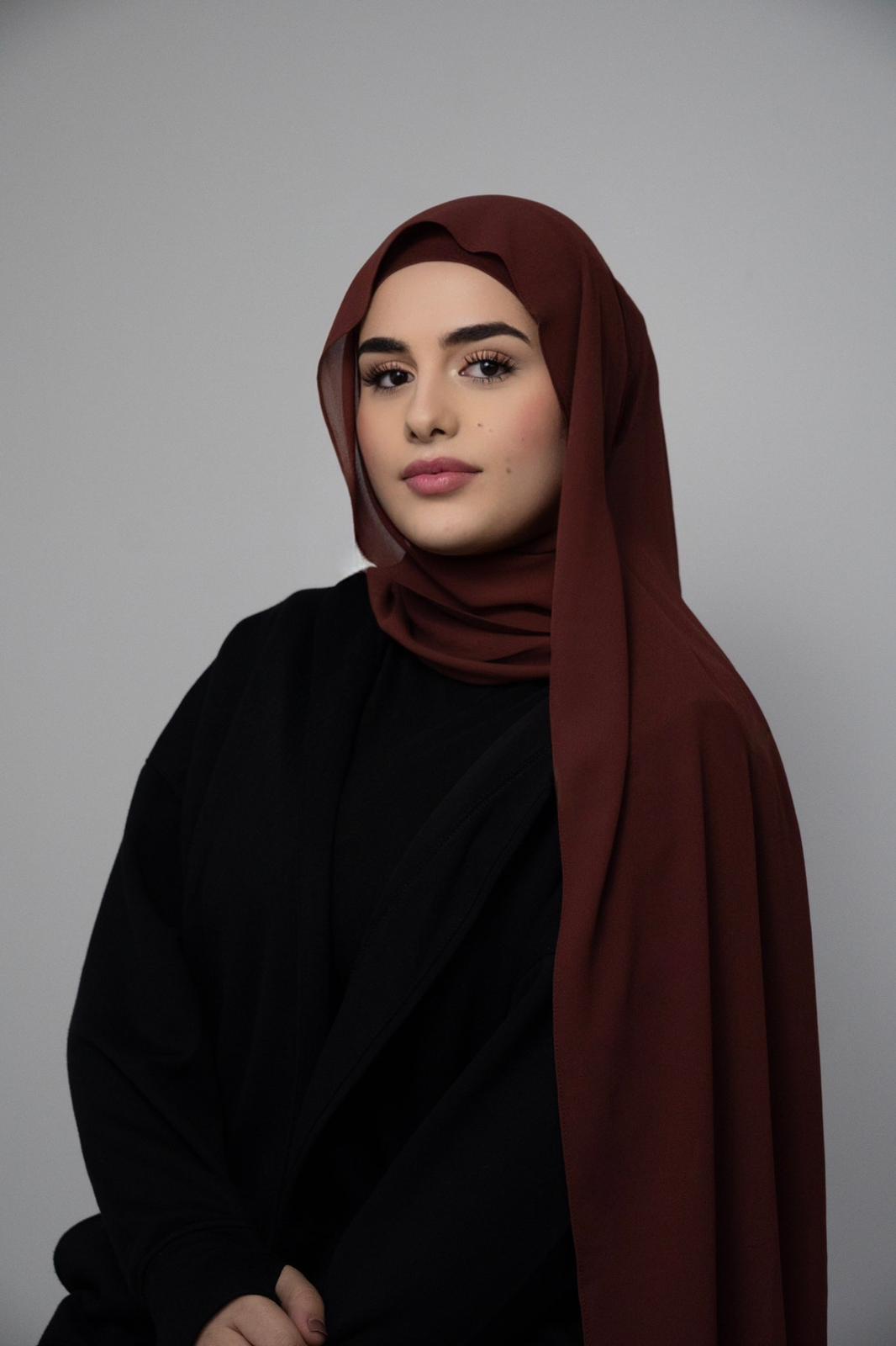 Rich Brown Chiffon Hijab Set