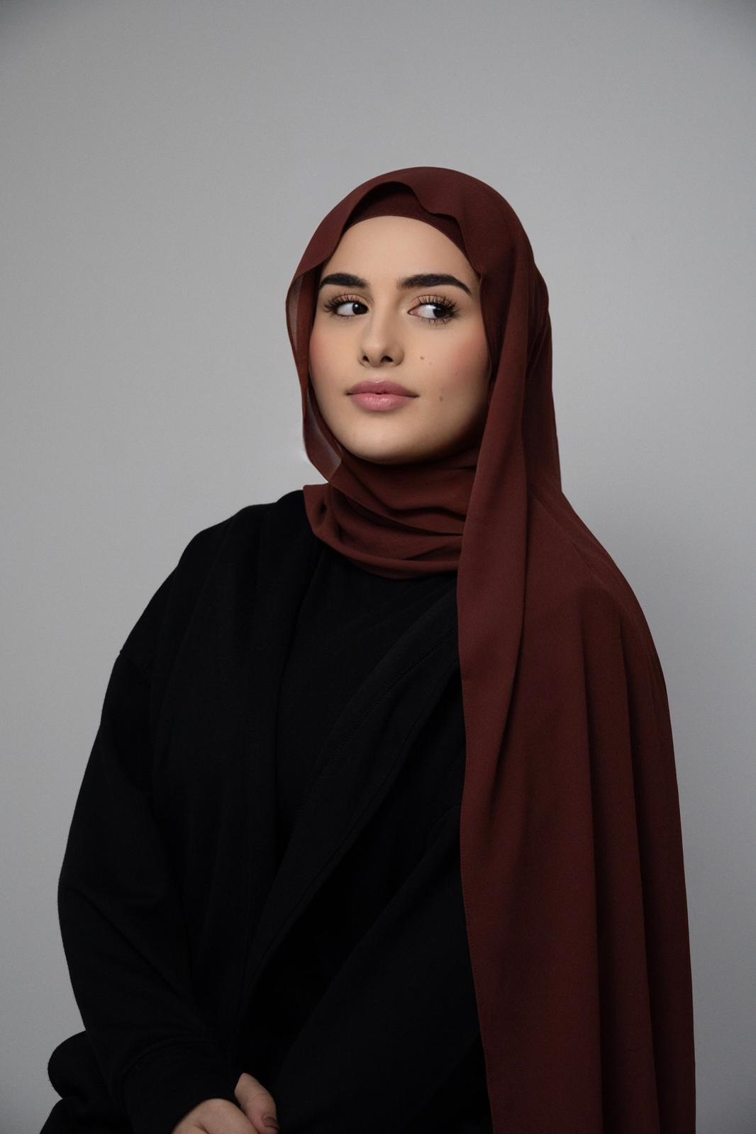Rich Brown Chiffon Hijab Set