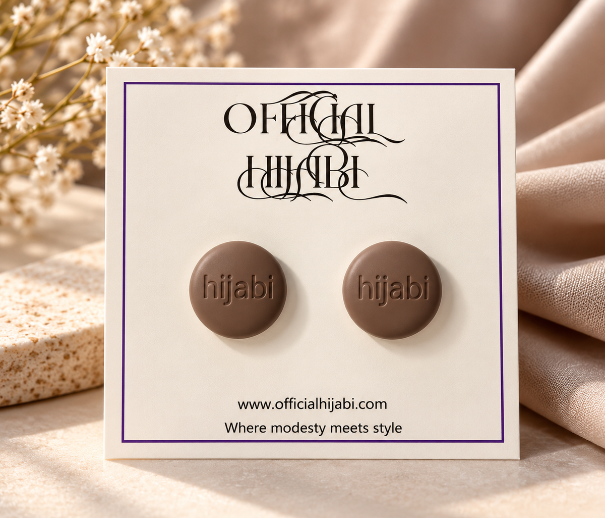 Brown Hijab Magnet Pin Set