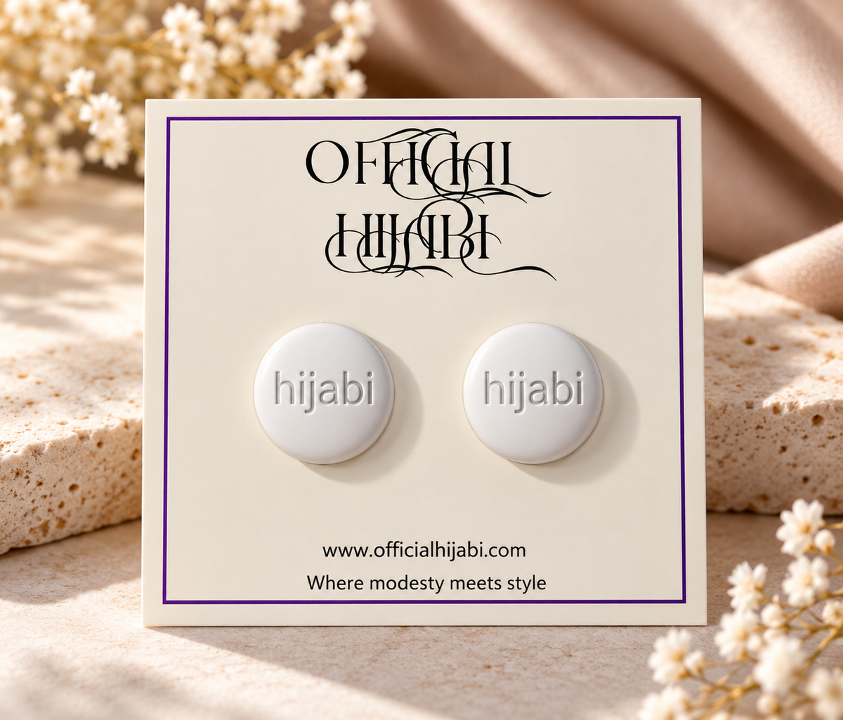 White Hijab Magnet Pin Set