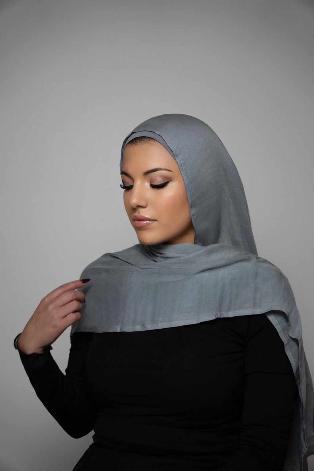 Soft Gray Modal Hijab Set
