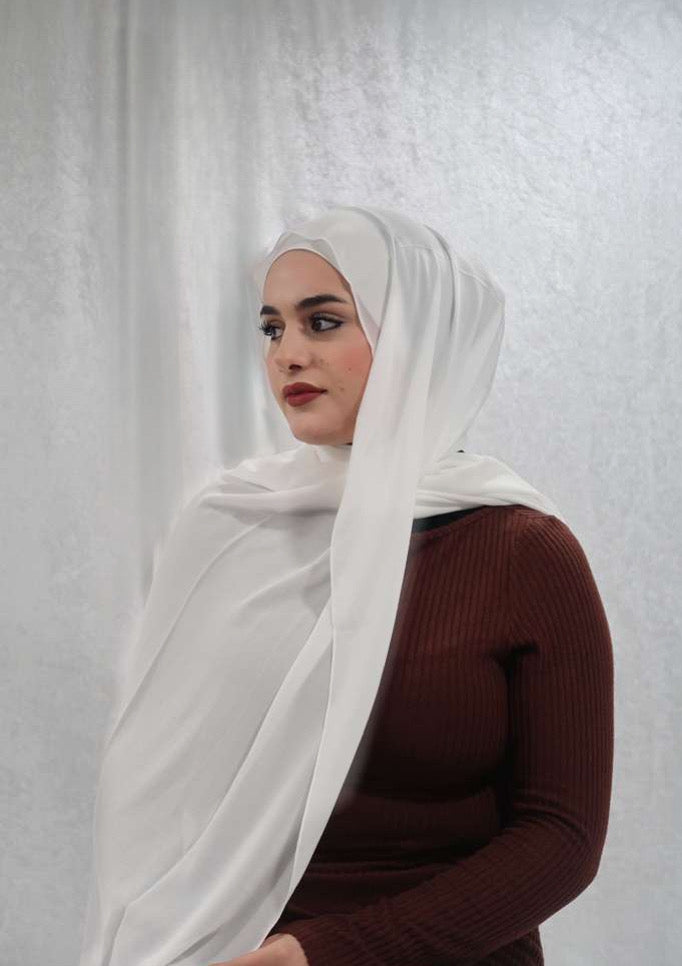 White Chiffon Hijab Set