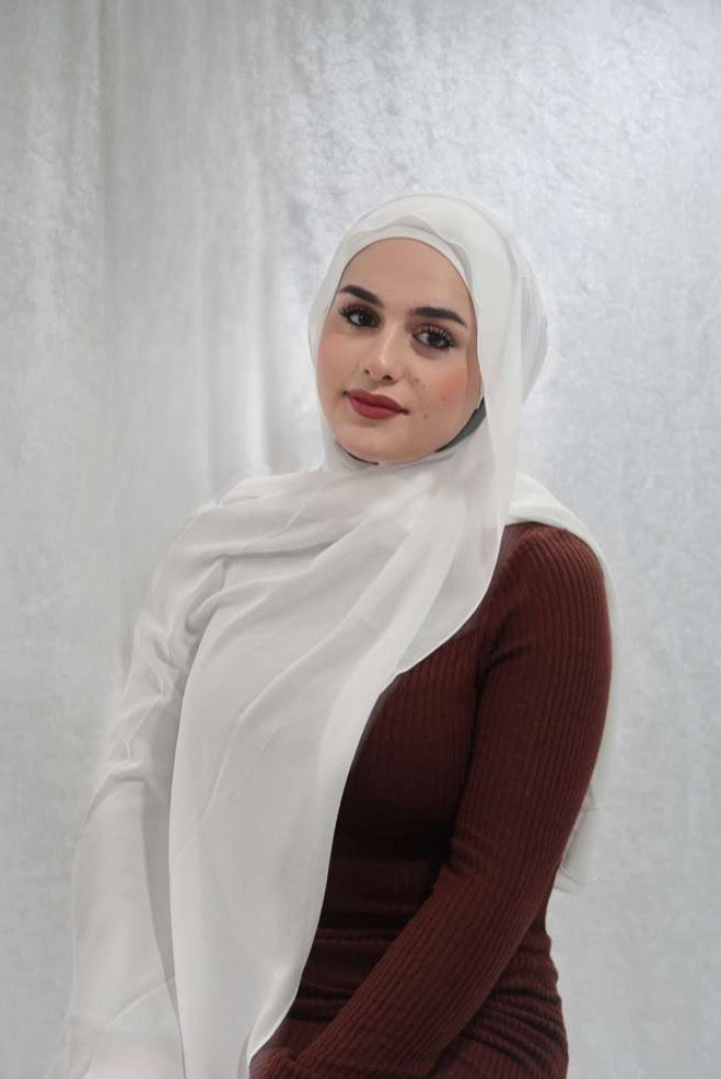 White Chiffon Hijab Set